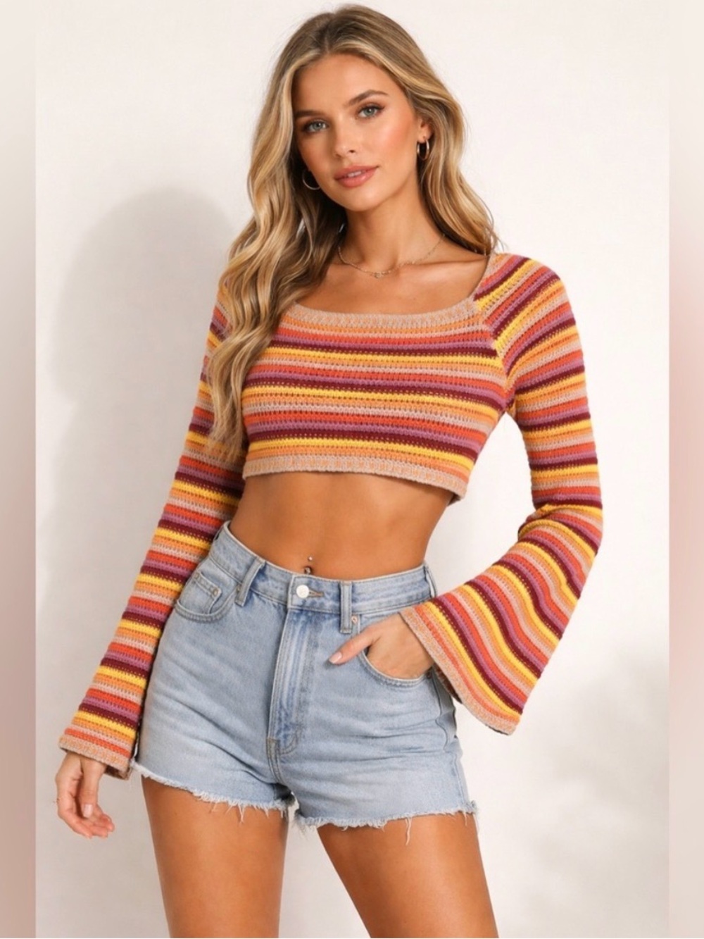 Yellow the Label Kendra Knit Top Sunset Stripe